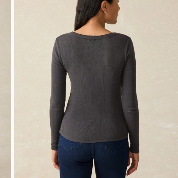 FAHERTY Pacific Pointelle Scoop Neck - Washed Black XS - Picture 4 of 12